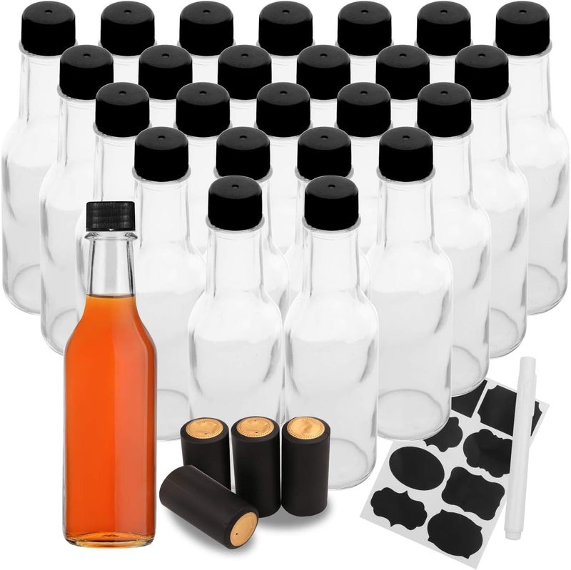 Accguan 5oz / 150ml Hot Sauce Bottles Glass Bottle Clear Oil Bottle for Kitchen- 25 Pack - Image 1