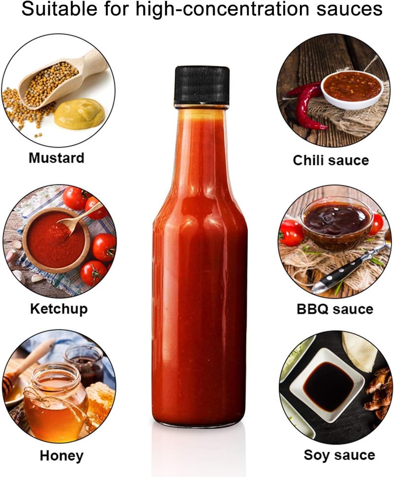 Accguan 5oz / 150ml Hot Sauce Bottles Glass Bottle Clear Oil Bottle for Kitchen- 25 Pack - Image 4