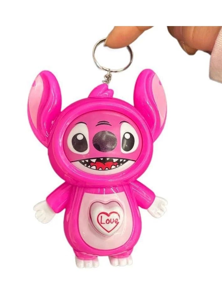 سلسلة مفاتيح ستيتش كومفورت (وردي) - سلسلة مفاتيح قابلة للاستبدال بتصميم قلب ناعم، مصنوعة من البلاستيك المتين، هدية للأصدقاء وجميع الأعمار، هدايا جميلة