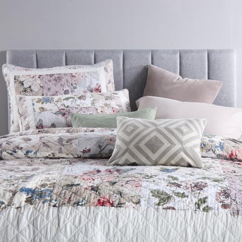 camandy Cotton Bedspread Quilt Bedding Sets 3 Pieces Reversible Coverlet Sets Comforters Vintage Floral Patchwork White Bedspread, Queen Size - Image 4