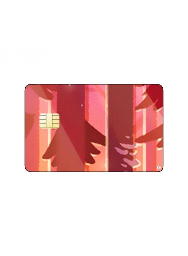 RKN PRINTED BANK CARD STICKER Aesthetic Forest Drawing At Sunset - Image 1