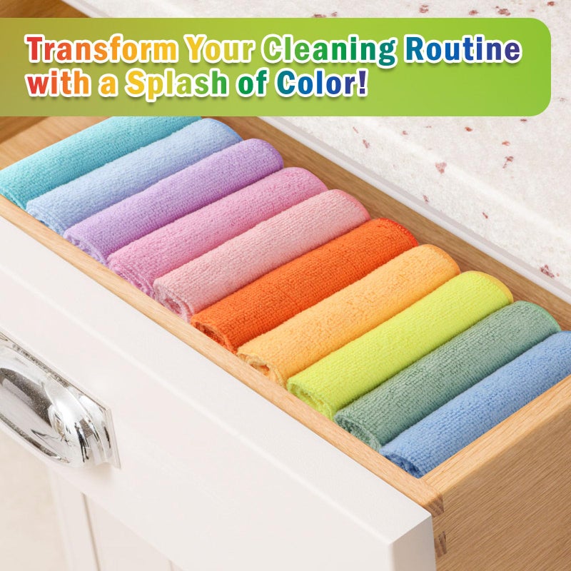 AIDEA Microfiber Cleaning Cloth, 20PK, Colorful Lint-Free Vibrant Cleaning Rags, Microfiber Towels for Cars, Wash Cloths, Dusting Cloth for Home, Window, Cleaning Supplies, 11.5"Ã—11.5" - Image 3