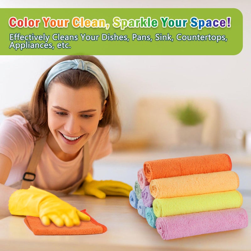 AIDEA Microfiber Cleaning Cloth, 20PK, Colorful Lint-Free Vibrant Cleaning Rags, Microfiber Towels for Cars, Wash Cloths, Dusting Cloth for Home, Window, Cleaning Supplies, 11.5"Ã—11.5" - Image 4