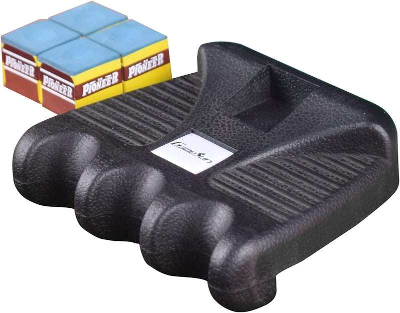 GAMESUN 3 Holes Cue Holder, Weighted Pool cue Holder with 4pcs chalks, cue Sticks Holder - Image 1