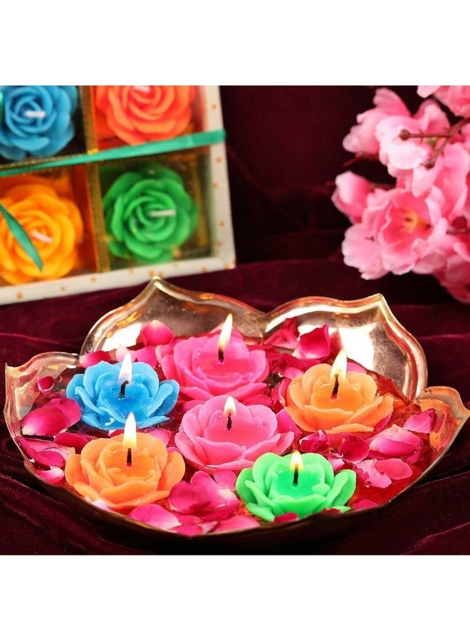 UPYOG Diwali Diya Decoration Floating Rose Flower Candles in Bulk | 6Pcs, Smokeless, Dripless & Long Lasting Candle | Water lamp Candles for Home, Pool, Weddings, Deepawali Decor, Cafe & Spa - Image 1