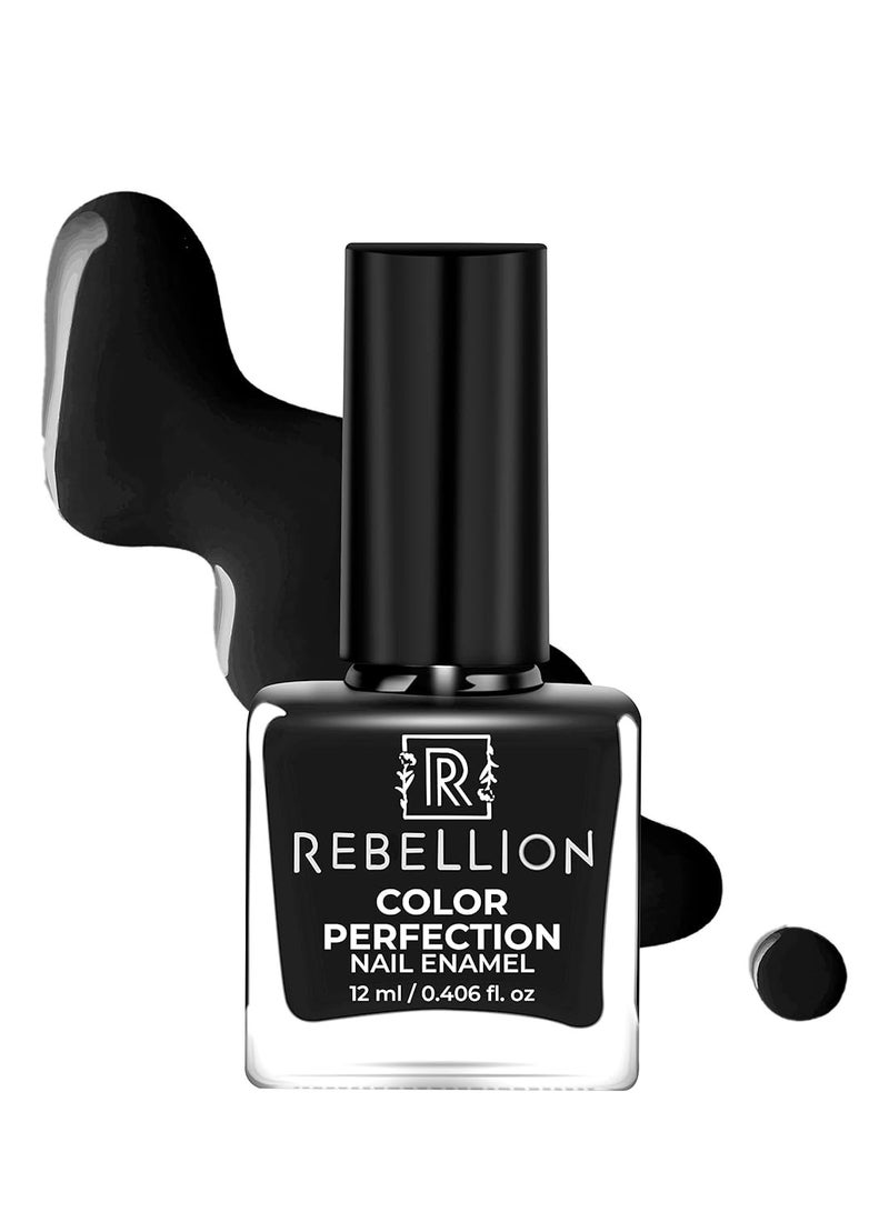 Rebellion Color Perfection Nail Enamel 12ml Black Decisive Black RG07 - Image 1