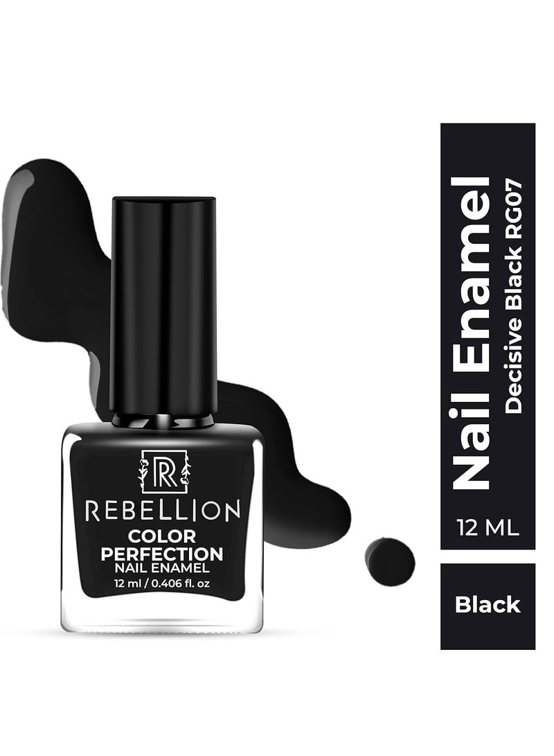 Rebellion Color Perfection Nail Enamel 12ml Black Decisive Black RG07 - Image 2