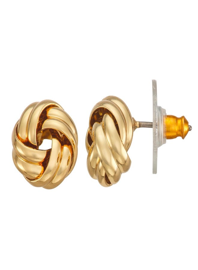 Napier 10mm gold pierced earring with post back closure featuring knot design - Image 1