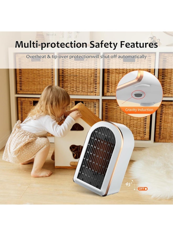 إيزي سخان مروحة كهربائية صغيرة، منخفضة الطاقة الصامت الفضاء المدمجة صغيرة الدافئة، ترموستات 2 أوضاع، المحمولة PTC سخانات مروحة السيراميك للغرف مكتب، المكتب، الحمام، التدفئة الزائدة وحماية نصيحة فوق (أبيض) - Image 4