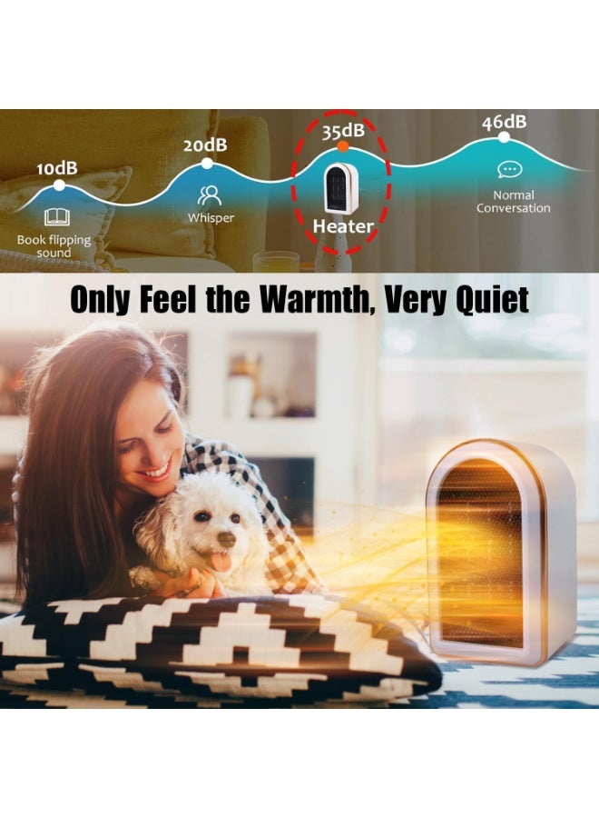 إيزي سخان مروحة كهربائية صغيرة، منخفضة الطاقة الصامت الفضاء المدمجة صغيرة الدافئة، ترموستات 2 أوضاع، المحمولة PTC سخانات مروحة السيراميك للغرف مكتب، المكتب، الحمام، التدفئة الزائدة وحماية نصيحة فوق (أبيض) - Image 5