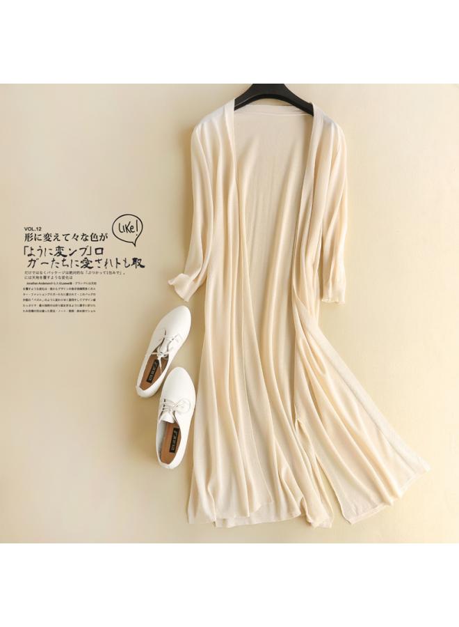 Song Feng Ya Sun-protective Clothing Cardigan W En's Mid-length Summer Thin Ice Silk Knitted Air-conditioning Shirt Loose Korean-style Shawl Outer Wear - Image 4