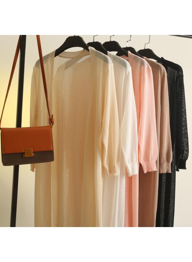 Song Feng Ya Sun-protective Clothing Cardigan W En's Mid-length Summer Thin Ice Silk Knitted Air-conditioning Shirt Loose Korean-style Shawl Outer Wear - Image 3
