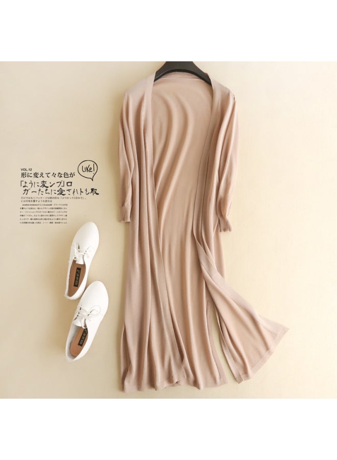 Song Feng Ya Sun-protective Clothing Cardigan W En's Mid-length Summer Thin Ice Silk Knitted Air-conditioning Shirt Loose Korean-style Shawl Outer Wear - Image 1