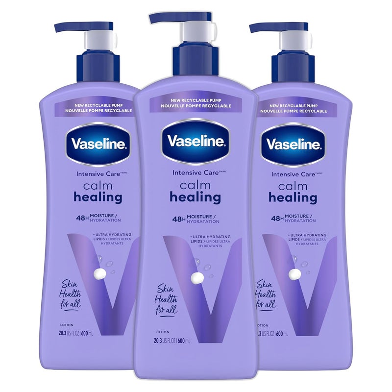 Vaseline Intensive Care Calm Healing Body Lotion 3 count for Dry Skin Made with UltraHydrating Lipids and Lavender Extract to Heal and Restore Dry Skin 203 oz - Image 1