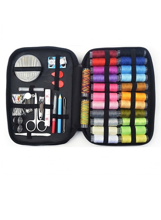 Portable Sewing Supplies Accessories Including Thread, Needle, Scissors, College Dormitory Necessities Household Sewing Box Set Portable Multifunctional Sewing Kit Student Dormitory Sewing Needle Thread Hand Sewing Needle Tool Box (Black, 97 Pieces)  - Image 1