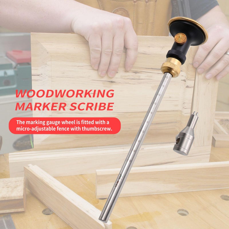Stainless Steel Mortise Gauge Wood Marking Tool with Fine Adjustment for Dovetail Layout - Image 5
