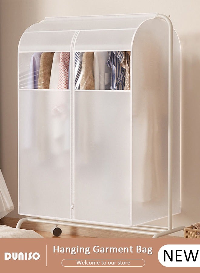 DUNISO Garment Bags for Hanging Clothes, Large Translucent Closet Clothing Protector with Transparent Viewable Window, Waterproof Garment Storage Bag, Coat Covers for Closet with Zipper for Suits, Shirts, Jackets, Long Dress - Image 1