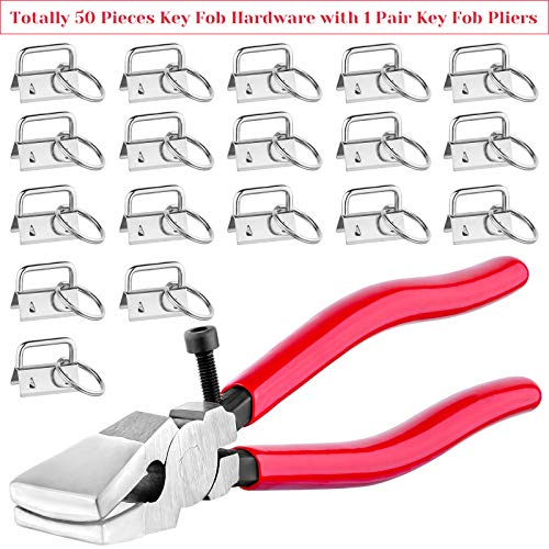 shynek Key Fob Hardware Set, Shynek 50PCS Lanyard Key Fob Hardware 1 Inch with Key Fob Pliers Tool for Keychain and Wristlet Clamp Hardware Supplies - Image 4
