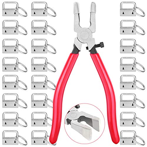 shynek Key Fob Hardware Set, Shynek 50PCS Lanyard Key Fob Hardware 1 Inch with Key Fob Pliers Tool for Keychain and Wristlet Clamp Hardware Supplies - Image 1