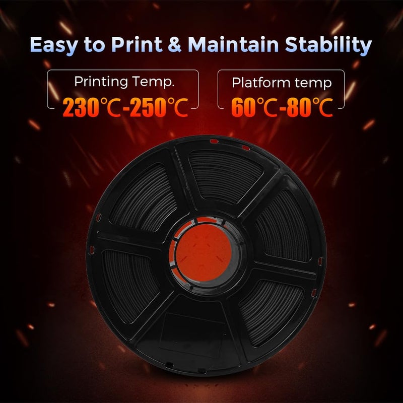 FLASHFORGE Carbon Fiber PETG Filament 1.75mm, Carbon Fiber PETG 3D Printer Filament, 1KG Spool Dimensional Accuracy +/- 0.02mm, Lightweight & Heat-Resistant & Moisture Free (Black) - Image 4