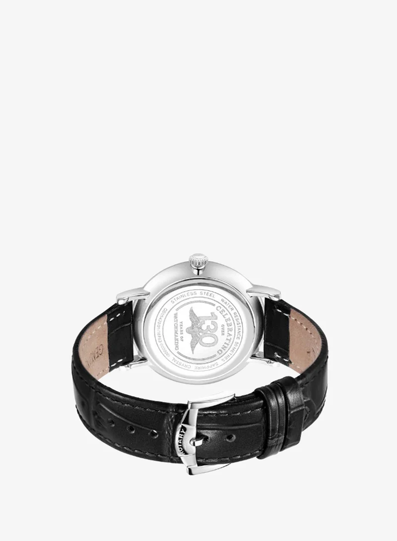 Rotary  Rotary Men's Heritage Roman Numeral Stainless Steel Black Leather Strap Watch - GS05420/01 for Men | Best Price UAE