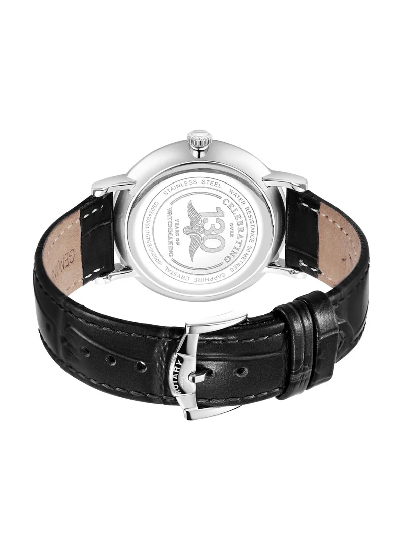 Rotary  Men's Heritage Analogue Watch, 37 mm, Silver Dial, Black Leather Strap for Men | Best Price UAE