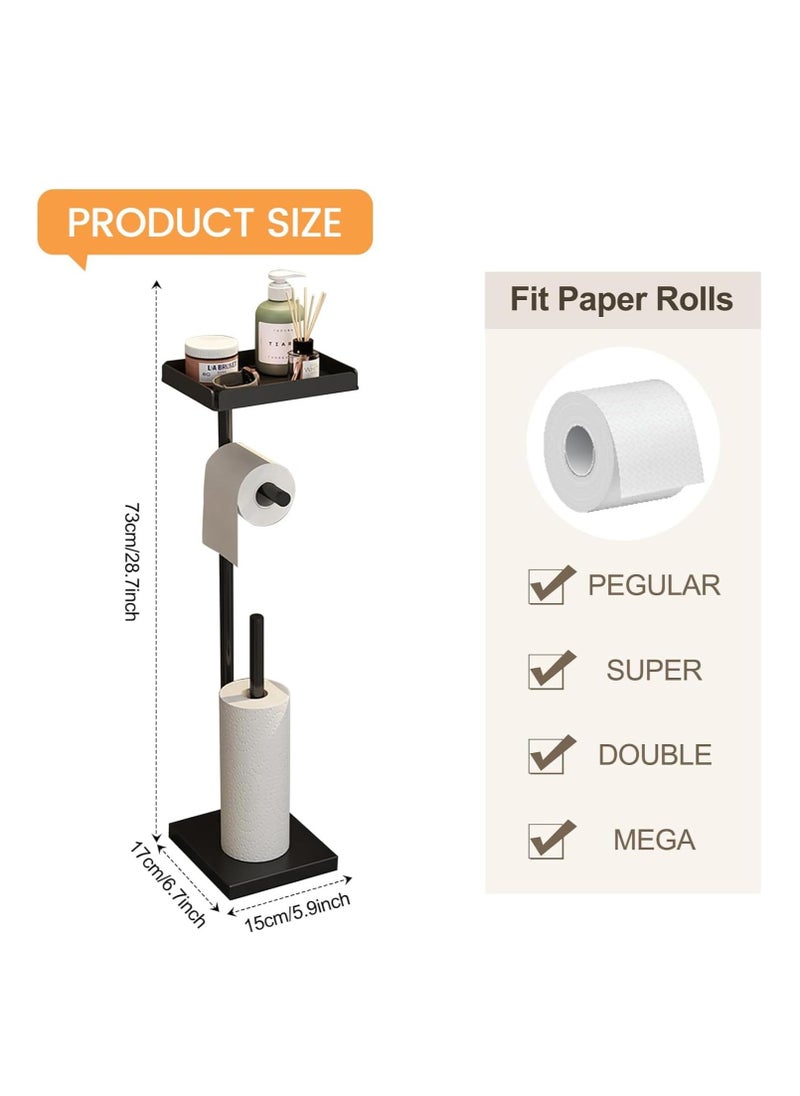 JOGAMS Free Standing Paper Holder Stand with Shelf Phone Shelf Bathroom Toliet Decor  Tissue Paper Roll Holder  - Image 2
