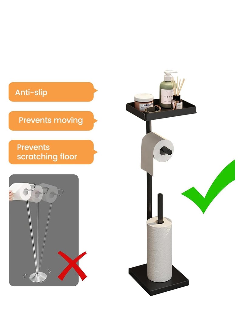 JOGAMS Free Standing Paper Holder Stand with Shelf Phone Shelf Bathroom Toliet Decor  Tissue Paper Roll Holder  - Image 5