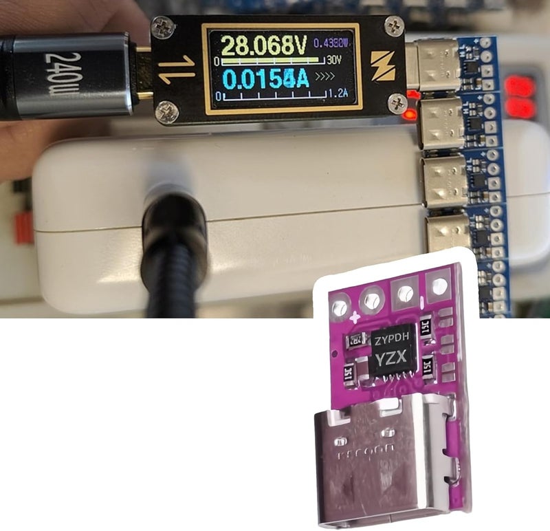 وحدة تحويل PD23.0 من OrdinaryOne بجهود قابلة للتعديل: 5V، 9V، 12V، 15V، 20V، قدرة 100 واط، تحتوي على مفاتيح توصيل (جامبرز) لضبط الجهد ومصدر طاقة. - Image 2