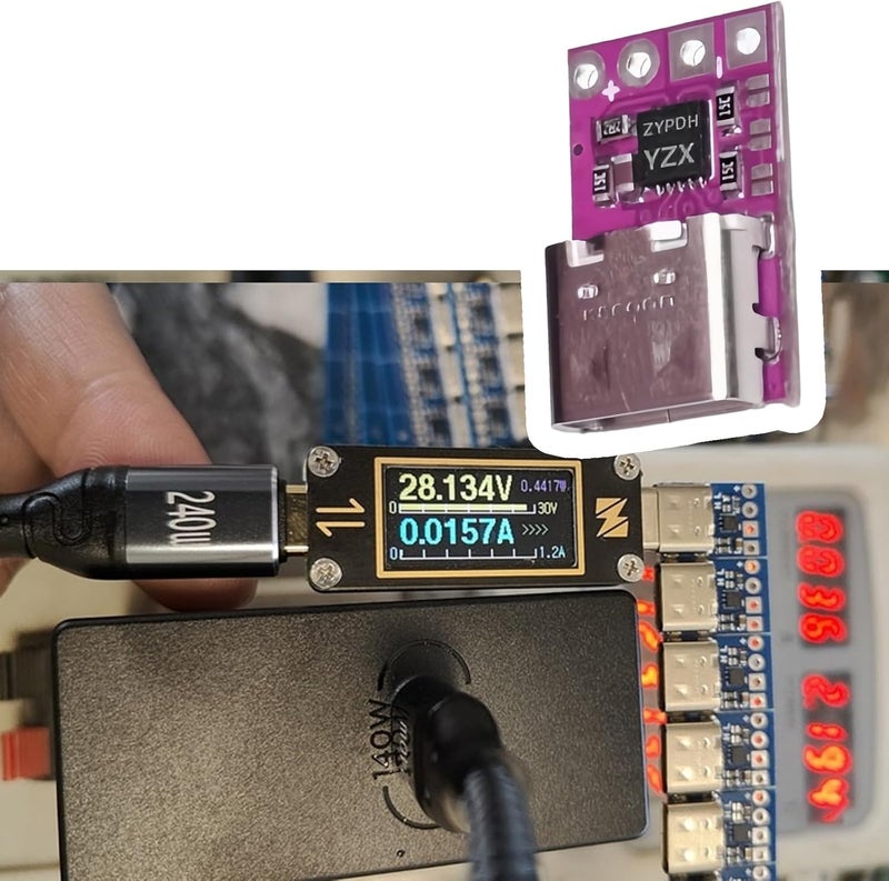 وحدة تحويل PD23.0 من OrdinaryOne بجهود قابلة للتعديل: 5V، 9V، 12V، 15V، 20V، قدرة 100 واط، تحتوي على مفاتيح توصيل (جامبرز) لضبط الجهد ومصدر طاقة. - Image 4
