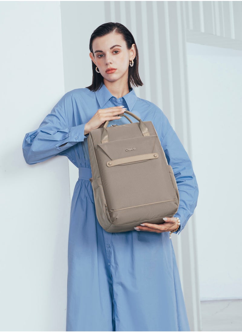 Chantria - CB00618 Multi-Purpose Casual 14-inch Laptop Compartment Waterproof Backpack for Women - Khaki - Image 1