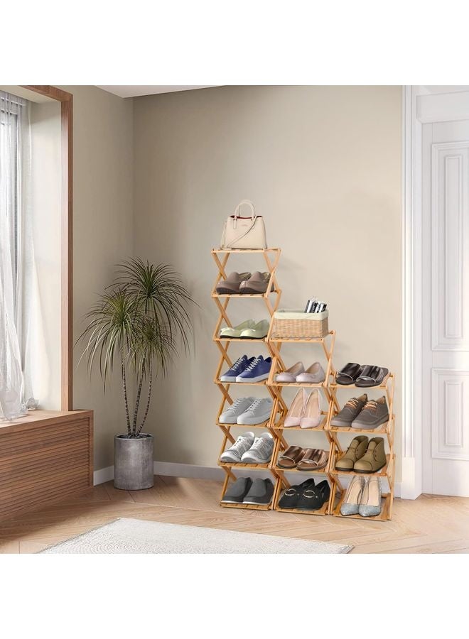 هومستر رف حذاء عمودي ضيق، 7 رف تخزين لمداس الحذاء المحمول القابل للطي من الدرجة، بدون رف حذاء دائم مجاني للممرات وغرف النوم ركن غرفة المعيشة والمساحات الصغيرة (7 طبقات) - Image 3
