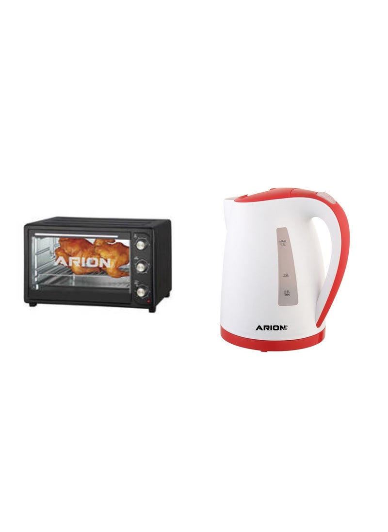 Arion Electric Kettle Stainless Steel Model AR-1799 – 1.7 Liter and Electric Oven 46 Liters Model AR-4502 D – Black 