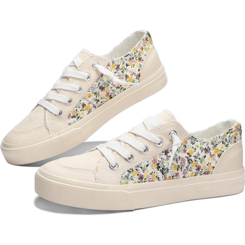 Obtaom Women's Play Fashion Sneaker White Color Washed and Leopard Canvas Slip on Shoes - Image 1