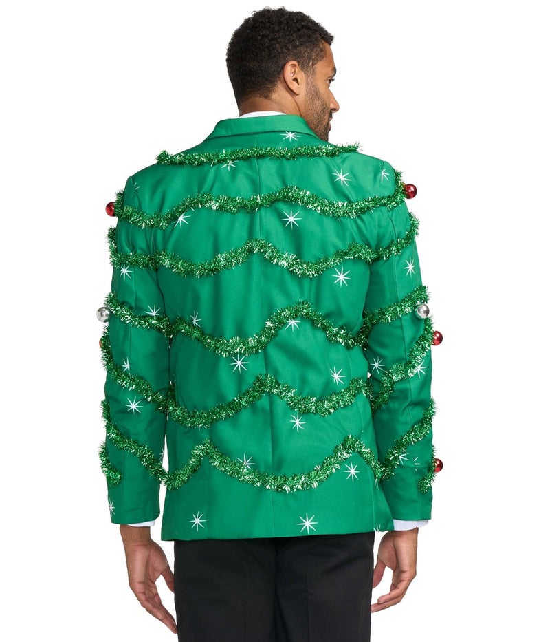Tipsy Elves Men's Green Gaudy Garland Blazer - Jacket with Garland and Ornaments Attached Size 42 - Image 2