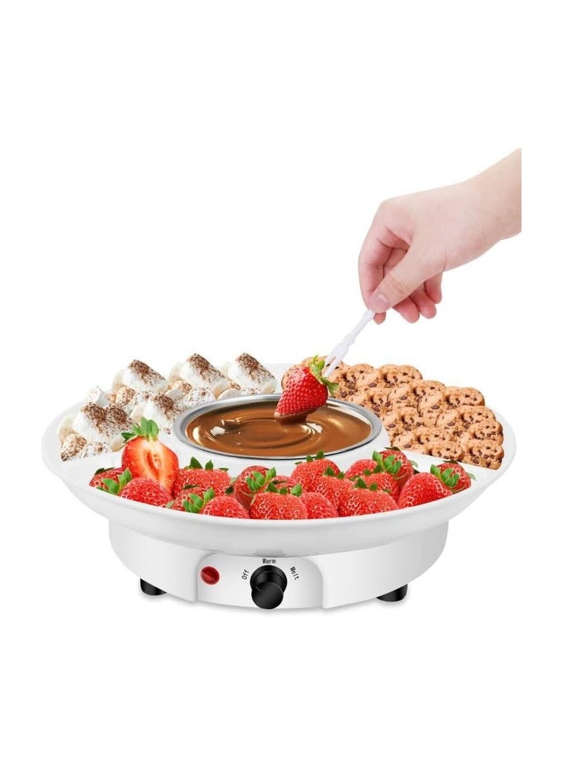 SYOSI Electric Fondue Pot, Chocolate Fondue Maker, with Temperature Control and Detachable Serving Trays Great, for Dipping Snacks, Bread In Chocolate, Meaningful Birthday Wedding Day Gift, with 2 Forks  - Image 1