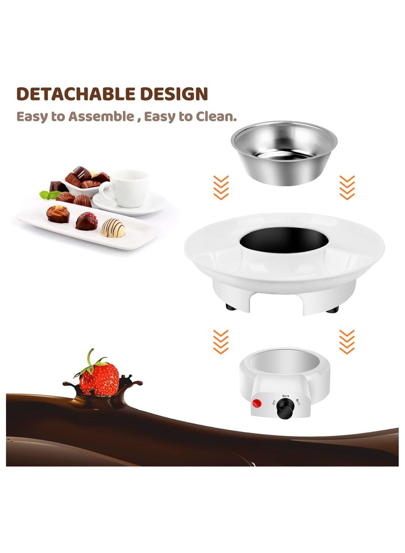 SYOSI Electric Fondue Pot, Chocolate Fondue Maker, with Temperature Control and Detachable Serving Trays Great, for Dipping Snacks, Bread In Chocolate, Meaningful Birthday Wedding Day Gift, with 2 Forks  - Image 3