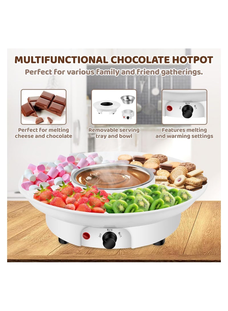 SYOSI Electric Fondue Pot, Chocolate Fondue Maker, with Temperature Control and Detachable Serving Trays Great, for Dipping Snacks, Bread In Chocolate, Meaningful Birthday Wedding Day Gift, with 2 Forks  - Image 2