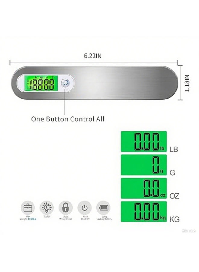 Luggage Weight Scale for Suitcases 110 Lbs Travel Accessories High Precision Travel Digital Hanging Scales 50kg White - Image 4