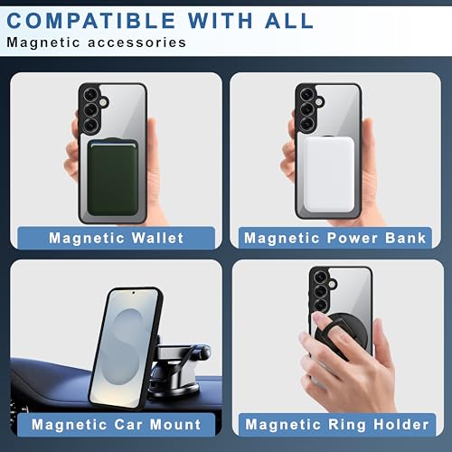 CEDO Magfit Cover for Samsung Galaxy S25 (5G) | Compatible with Magsafe Wireless Charging | Camera Protection Shockproof Backcover Case | Magnetic Ring Lock Transparent Acrylic Clear Backcase (Black) - Image 5