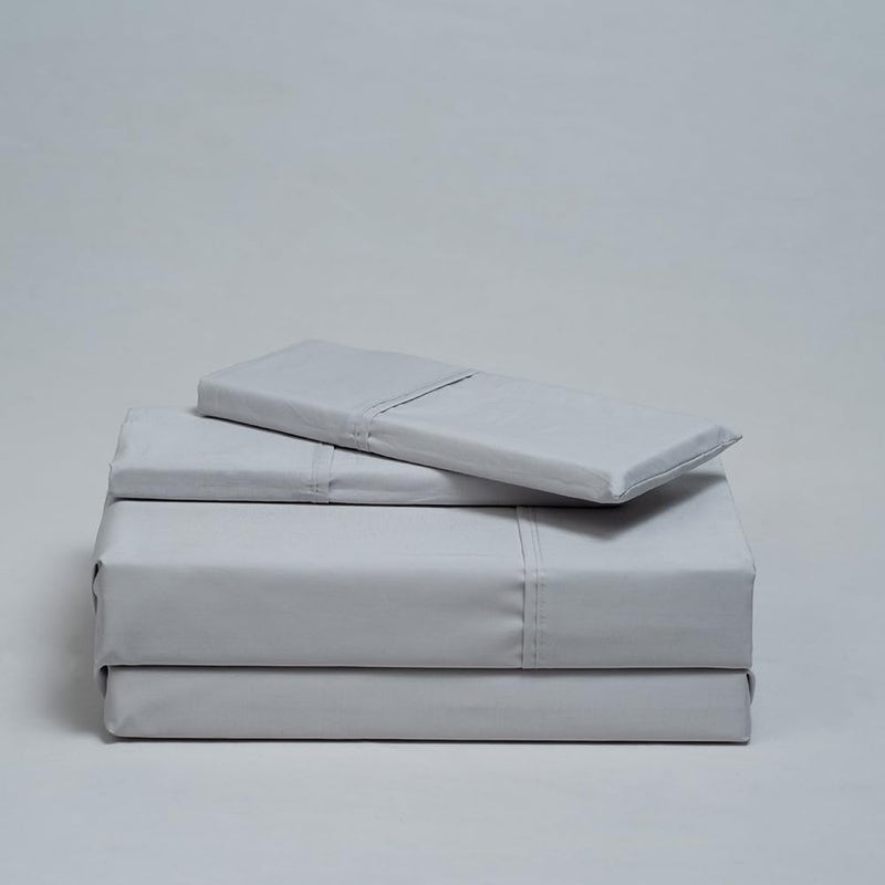 Atelier 4-Piece Bed Sheet Sets 100% Cotton Hotel Luxury 400 Thread Count Percale Weave Easy Wash Care | Light Grey | Queen - Image 1