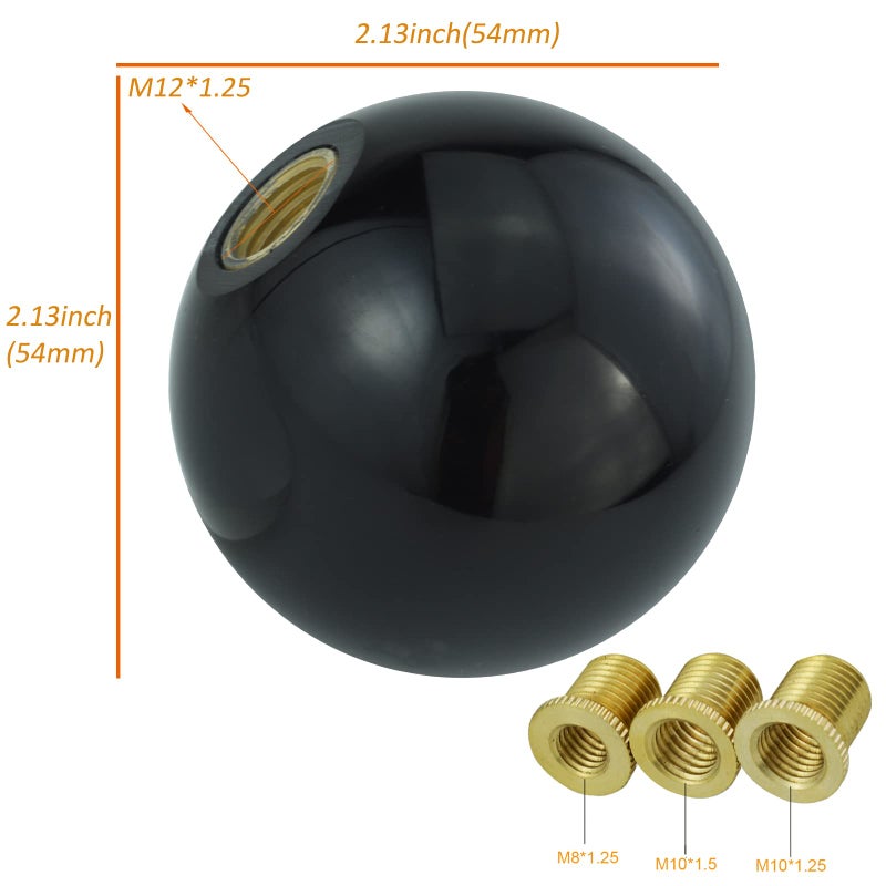 Arenbel 5 Speed Resin Shift Knob Ball Gear Lever Car Racing Shift Stick Handle Replacement Fit Most Auto MT Vehicles, Black - Image 3