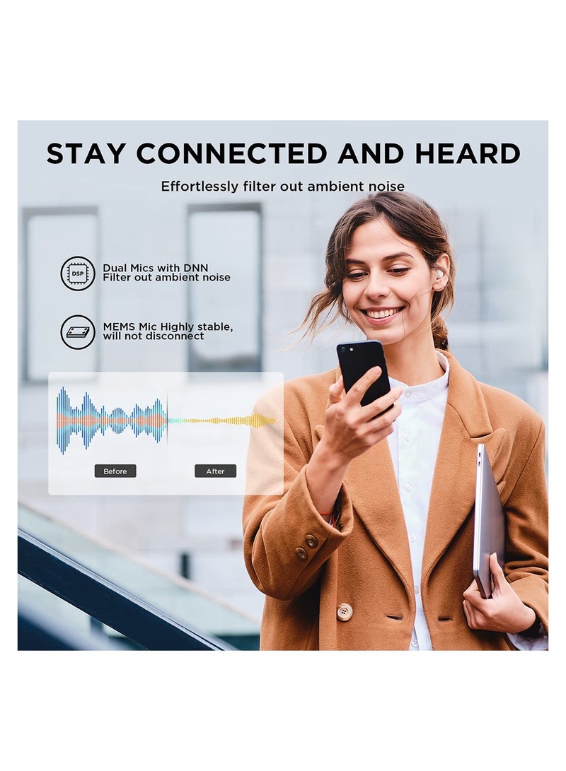 1 مور سماعات أذن ES603 ComfoBuds Mini Hybrid True Wireless، أوضاع إلغاء ضوضاء متعددة و4 ميكروفونات صغيرة لإجراء مكالمات واضحة للغاية | بلوتوث 5.2 | شحن لاسلكي QI | إلغاء ضوضاء 40 ديسيبل - Image 3
