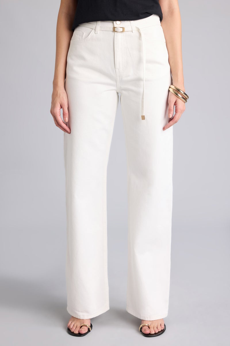 DeFacto White Woman Straight Wide High Waist Jeans Casual - Image 4