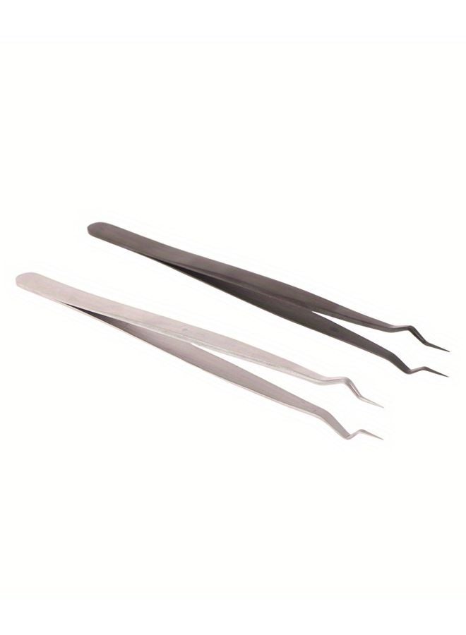Professional Eyelash Extension Tweezers Silvery Precision Isolation Non Slip Grip Salon Use - Image 3
