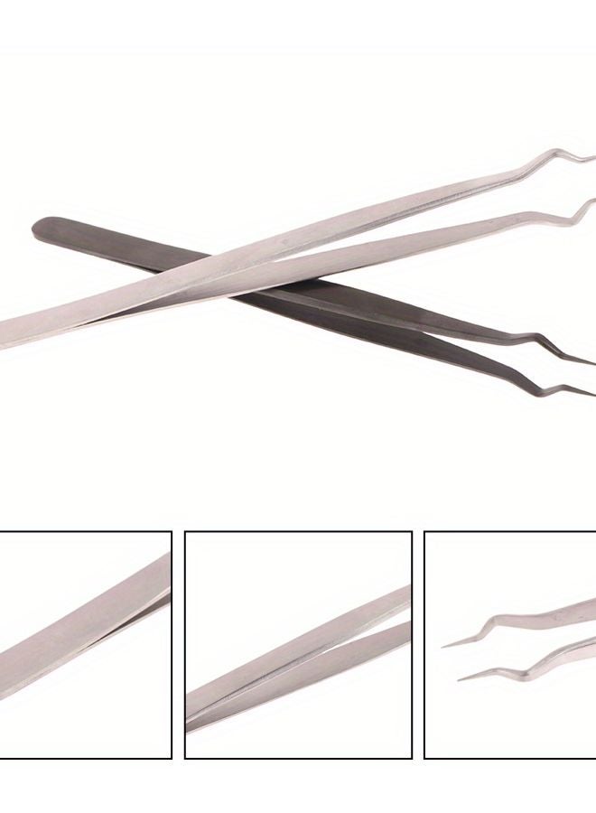 Professional Eyelash Extension Tweezers Silvery Precision Isolation Non Slip Grip Salon Use - Image 4