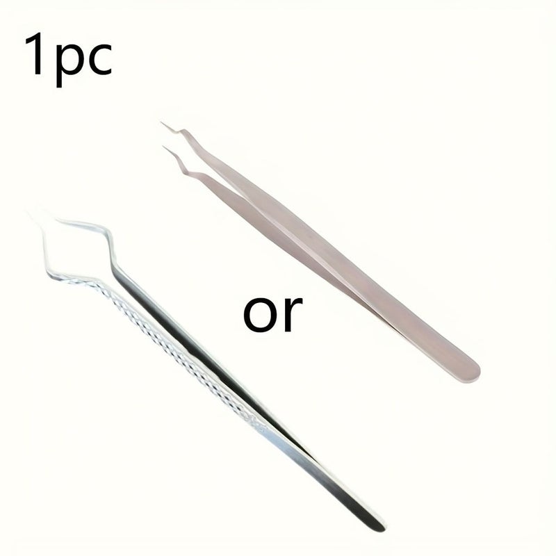 Professional Eyelash Extension Tweezers Silvery Precision Isolation Non Slip Grip Salon Use - Image 1