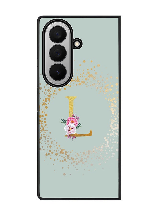 Stylizedd For Samsung Galaxy Z Fold7 Case,Slim fit Camera Protection, Shockproof Thin Phone cover  - Custom Monogram Floral - L  (Light Grey )