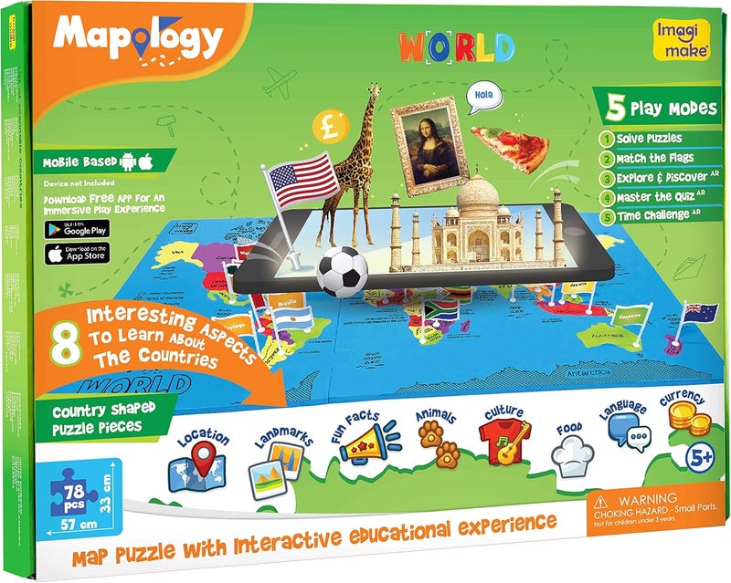 Imagimake Mapology World Puzzle Game - Interactive Map - Geography for Kids - Learning & Education Toys - Gift for 8, 9, 10, 11, 12 Year Old Boys & Girls - Image 2