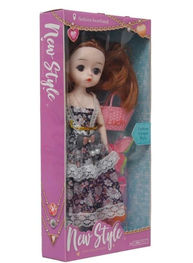 عروسة بلاستيك مع شنطة و توك شعر للبنات - Image 1